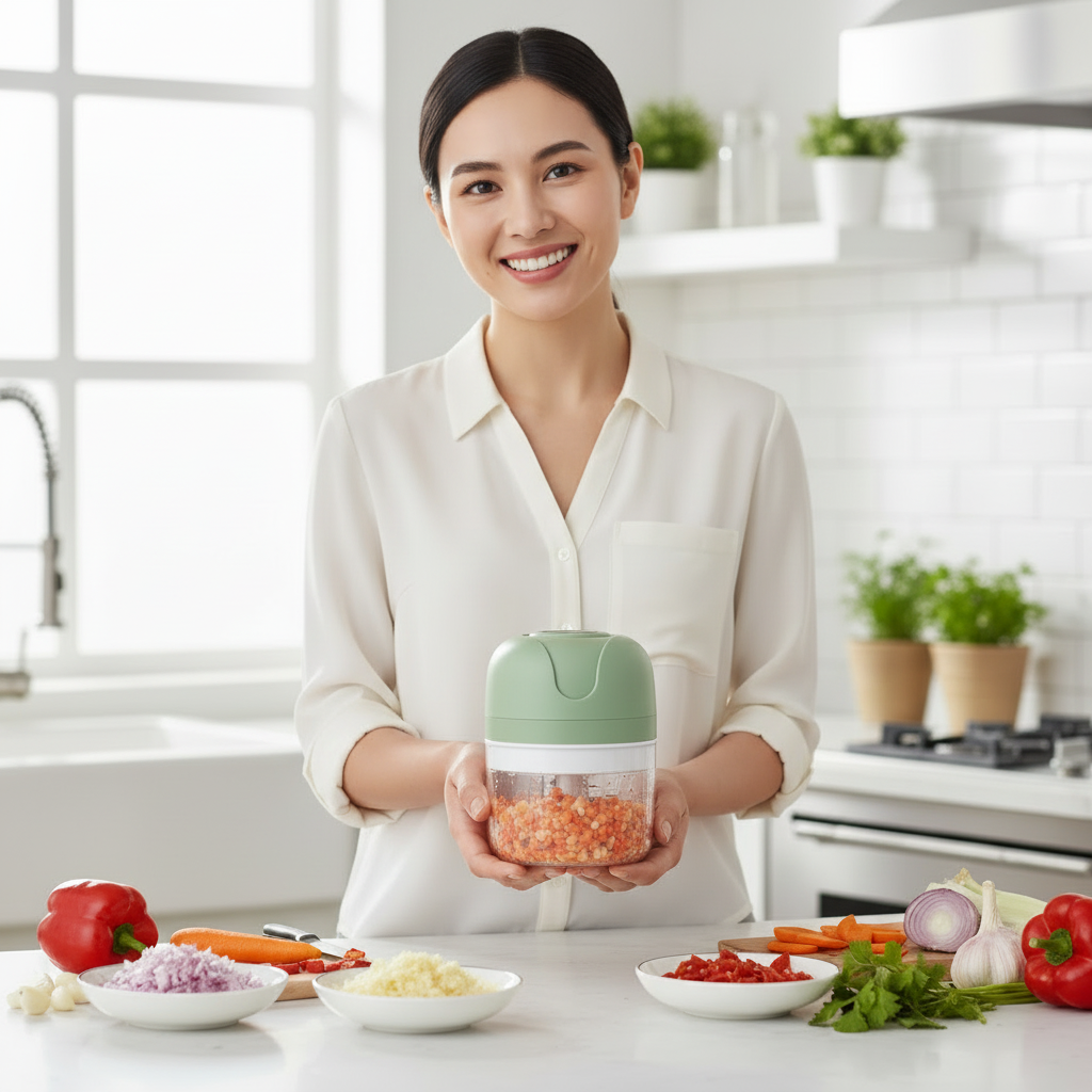 Mujer mostrando picador eléctrico