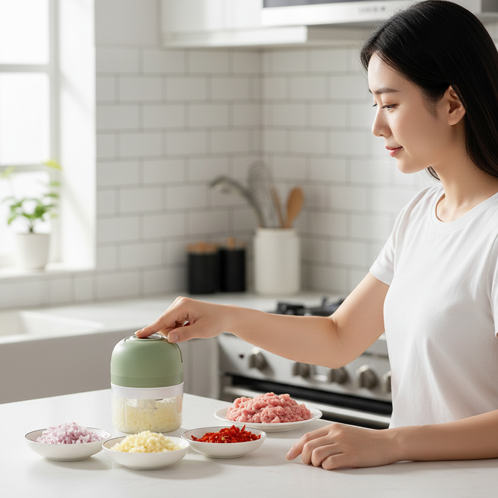 Mujer usando picador - vista lateral